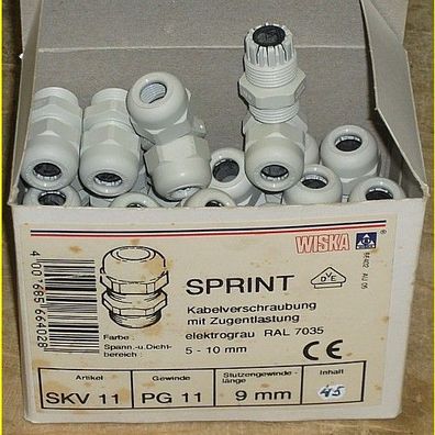 45 Stück - Kabelverschraubung mit Zugentlastung Wiska Sprint SKV11 PG 11 VDE