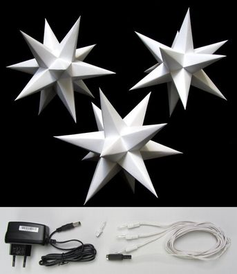 3D Adventsstern 3 kleine Sterne weiß innen-SET Weihnachtsstern Erzgebirge Neu