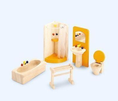 Pintoy Bad Möbel für Puppenhaus Holz Möbelset Badezimmer WC Badewanne NEU