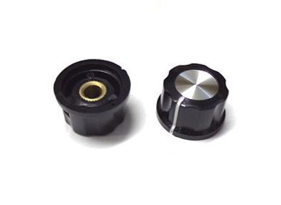 Drehknopf Knopf schwarz-silber Potiknopf Kunststoff Metall für Potentiometer Poti 6mm