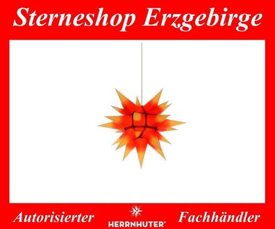 Herrnhuter Stern Adventsstern Papierstern I4 gelb/ roter Kern 40 cm für Innen