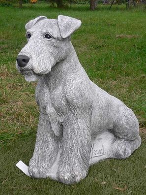 Steinfigur Welsh Terrier lebensgroß 45x55cm Hund Hunde Figur Steinguss Tiere
