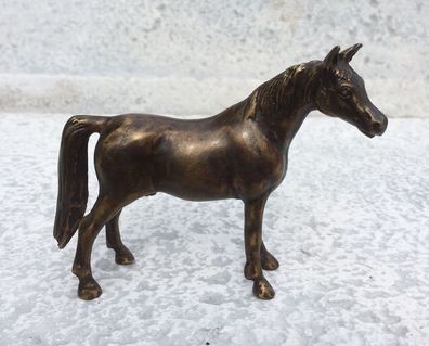 Bronze Skulptur Pferd stehend 9,5x12cm Bronzefigur Tier Figur Hengst Dekoration