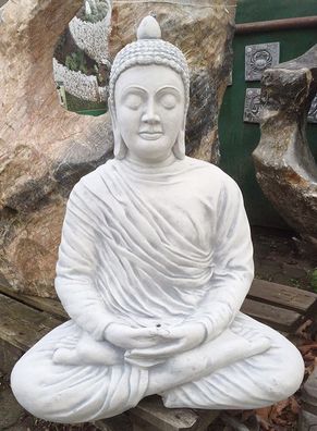 Buddha H 84cm 110kg Mönch Steinguss Steinfigur Feng Shui Asia Gartendekoration
