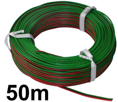 50m ! Litze 3-adrig rot/ schwarz/ grün Modellbahn-Kabel zu Roco-Weichen NEU