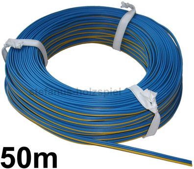 50m ! Litze 3-adrig blau/ blau/ gelb Modellbahn-Kabel zu Märklin-Weichen NEU