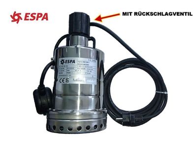 ESPA MXO 30 MA Edelstahl Tauchpumpe Schmutzwasserpumpe mit Rückschlagklappe
