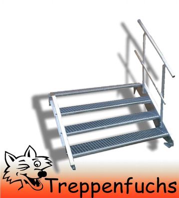 Bewertungen! 4 Stufen Stahltreppe einseitig Breite 100cm / Geschosshöhe 55-85cm