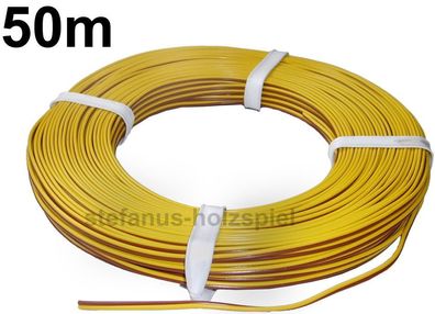 50m Litze 2-adrig gelb-braun 2x18x0,10 Kabel 0,14 mm² für Modellbahn