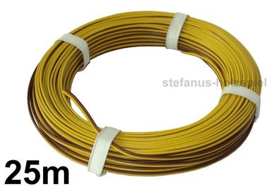 25m Litze 2-adrig gelb-braun 2x18x0,10 Kabel 0,14 mm² für Modellbahn