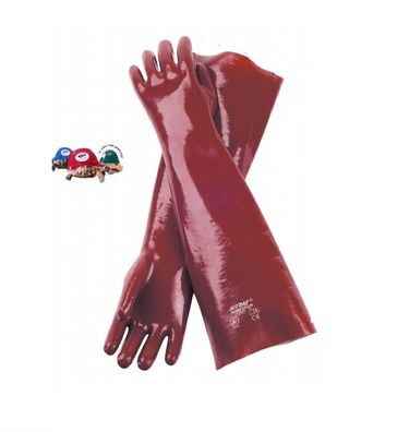 PVC Handschuhe rot 45cm Strahlerhandschuhe gefüttert Gr. 10 Sandstrahlhandschuh