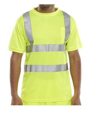 Warnschutz T-Shirt gelb S-3XL Warn Polo Shirt Warnshirt Hemd warngelb Premium