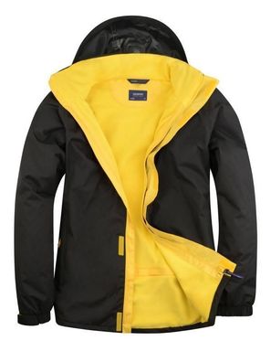 Deluxe Outdoor Jacke Gr. XS - 4XL schwarz gelb Allwetterjacke Regenjacke Fleece