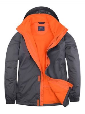 Deluxe Outdoor Jacke Gr. XS - 4XL grau orange Allwetterjacke Regenjacke Fleece