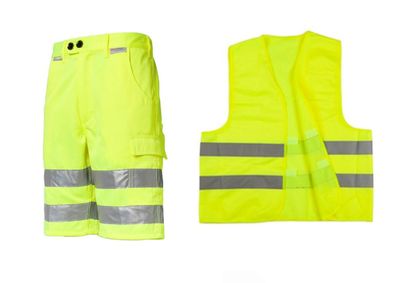 Set Warnschutz Arbeitsshorts + Weste gelb S-4XL Warnschutzhose Shorts Bermuda