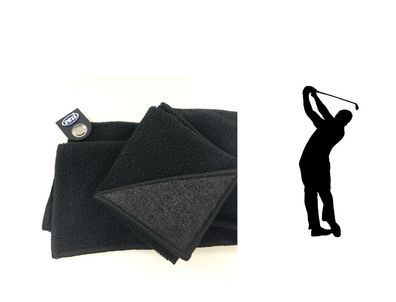 Premium Golftuch Handtuch Reinigungstuch Tuch für Golfball schwarz Golfzubehör