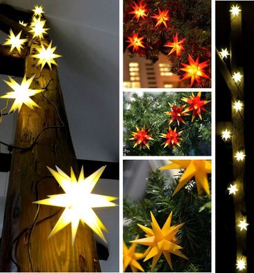 Sternenkette LED 9x Adventsstern als Kette für außen Außenstern Stern Weihnachtsstern