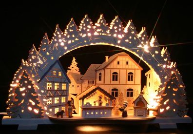 3D-Räucher-Schwibbogen exclusiv 53cm Weihnachtsbäckerei Erzgebirge Lichterbogen