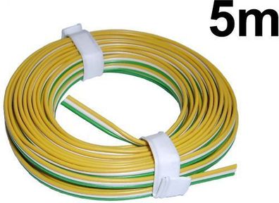 5m Litze 3-adrig grün/ weiß/ gelb Modellbahn-Kabel zu TRIX-Weichen NEU