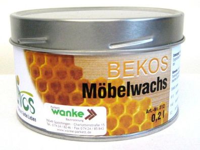 6,40€/100ml) Livos Bekos Möbelwachs 312 200 ml innen