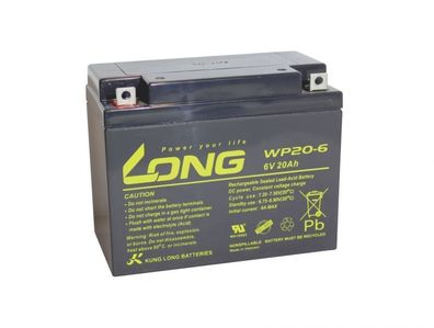 Akku Batterie Kung Long WP20-6 20Ah 6Volt 6V UPS AGM Blei Vlies wartungsfrei M5