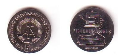 DDR Gedenk Münzen 5 Mark Philipp Reis 1974