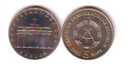 DDR Gedenk Münzen 5 Mark Brandenburger Tor 1980