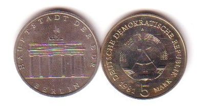 DDR Gedenk Münzen 5 Mark Brandenburger Tor 1981