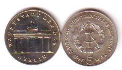DDR Gedenk Münzen 5 Mark Brandenburger Tor 1986