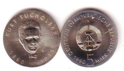 DDR Gedenk Münzen 5 Mark Kurt Tucholsky 1990