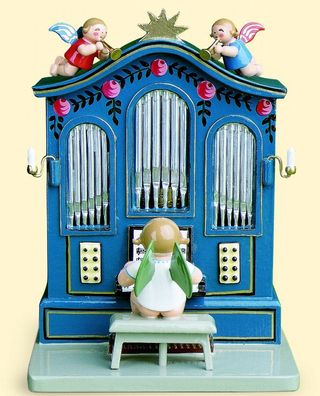 Wendt & Kühn Orgel mit Musikwerk Spieluhr 636/ Orm Erzgebirge Spieldose Engel