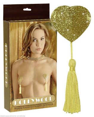Sexy Pasties Gold Brustwarzenschmuck Tassels Schmuck Herz Burlesque Accessoires