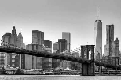 Fototapete NEW YORK 175x115cm, Brooklyn Bridge, Skyline, Poster, schwarz-weiß