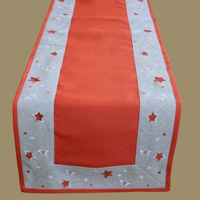 Tischläufer 40 x 140 cm rot grau Tischdecke Weihnachtstischdecke Deko Sterne