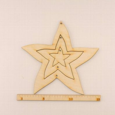 Stern 3in1 Fensterbild Christbaumschmuck Sterne zum Anhängen 15cm Holz DIY