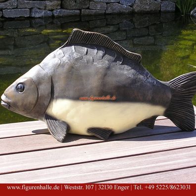 Karpfen Spiegelkarpfen Fisch Figur Statue Skulptur Dekoration Deko Aufstellfigur