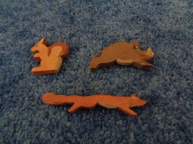 3 kleine Miniaturfiguren-Tiere-Emil Helbig-Erzgebirge