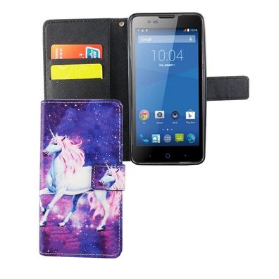 Schutz Hülle für Handy ZTE Blade L3 Einhorn Magic Tasche Case Wallet Cover Neu