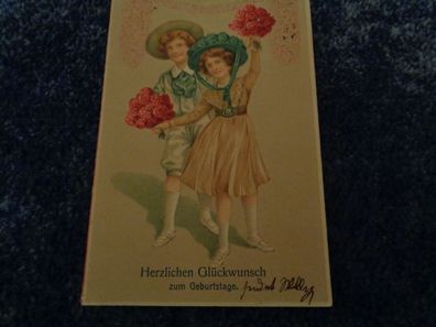 5323-Postkarte, alte Geburtstagskarte-gelaufen 1912