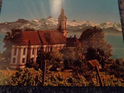 5328-Postkarte, Ansichtskarte-Basilika Birnau am Bodensee mit Blick auf Säntis