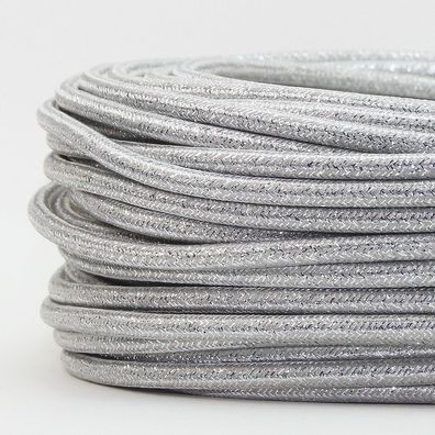 Textilkabel Stoffkabel silber metallic 3-adrig 3x0,75 Gummischlauchleitung 3G ...