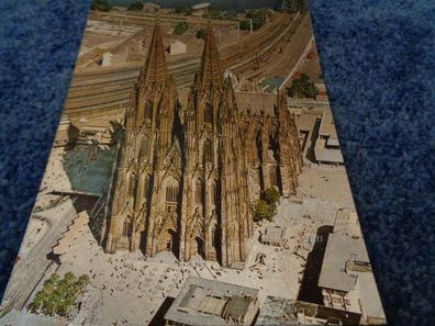 5352 Postkarte, Grußkarte-Köln am Rhein-Luftbild-Blick zum Rheinufer - silber 1005