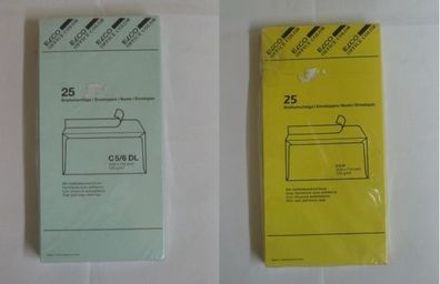 Briefumschläge - Din lang - 25 Stück/ Paket - Farbe: gelb oder pastellgrün