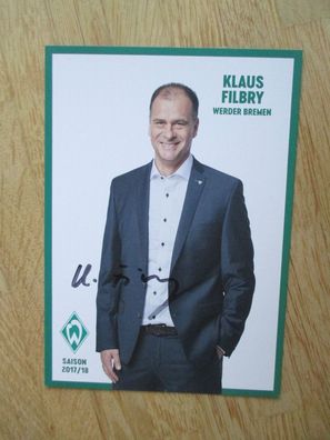 SV Werder Bremen Saison 17/18 Klaus Filbry - handsigniertes Autogramm!!!