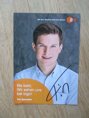 ZDF Logo Fernsehmoderator Tim Schreder - handsigniertes Autogramm!!!