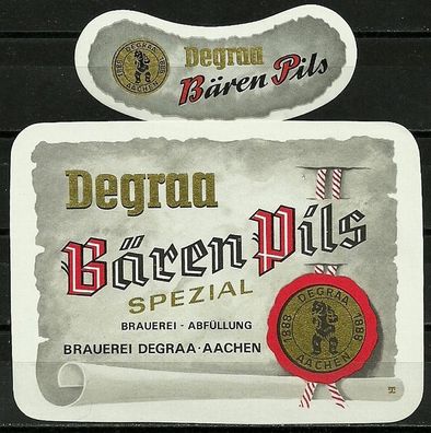 ALT ! Bieretikett "Bären Pils" Brauerei Degraa Aachen Nordrhein-Westfalen