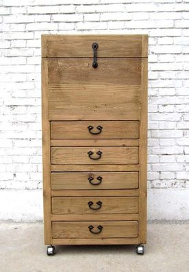 China halbhoher Schubladenkommode mit Schreibfach Bueroschrank Pinie