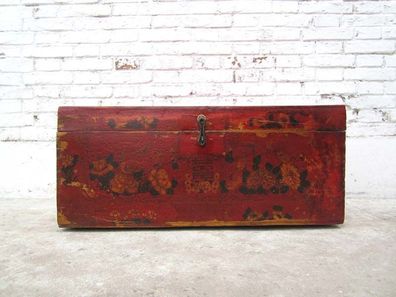 Tibet 1960 Kolonialstil schoen bemalte Truhe Massivholz