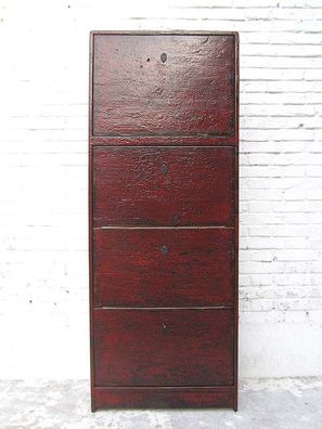 China hoher Schuhschrank kastanienbrauner Lack Antic Look 4 grosse Fae