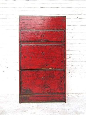 Mittlerer Schuhschrank klassische Lackierung rotbraun 3 Faecher seitli